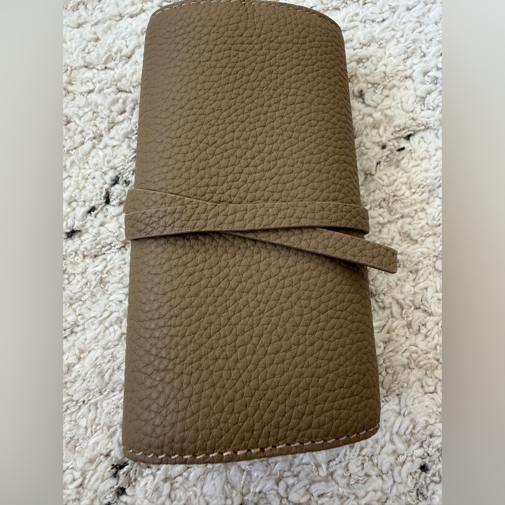 Textured Brown leather jewelry Wallet